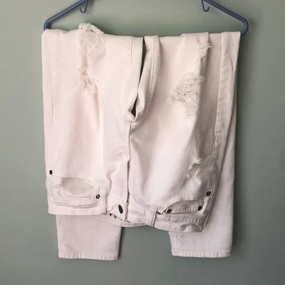 American Eagle Men’s Distressed Flex White Jeans 29X30